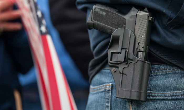 handgun in holster