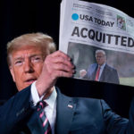 Trump proudly displays 'Acquitted' headlines, mere feet from Pelosi at prayer breakfast | USNN World News acquitted