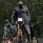 London statue of Winston Churchill vandalized on D-Day amid protests | USNN World News London statue of Winston Churchill vandalized on D-Day amid protests