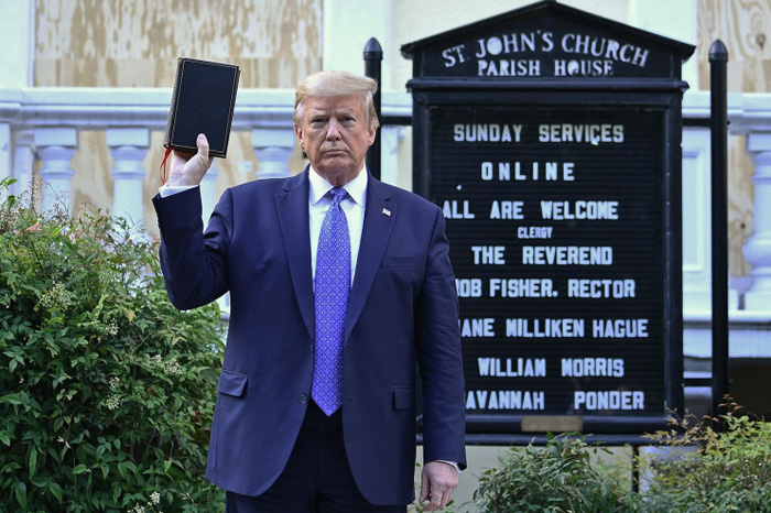 Defying His Enemies, President Trump Walks To Burned Church And Lifts Up The King James Bible, Driving The Enemies Of God Into Apoplectic Frenzy