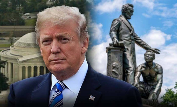 President Trump announced Friday that he signed an executive order to protect American monuments, memorials and statues and threatened those who try to pull them down with “long prison time.” “I just had the privilege of signing a very strong Executive Order protecting American Monuments, Memorials, and Statues - and combatting recent Criminal Violence,” Trump tweeted. “Long prison terms for these lawless acts against our Great Country!” The new order enforces laws prohibiting the desecration of public monuments, the vandalism of government property, and recent acts of violence, withholds federal support tied to public spaces from state and local governments that have failed to protect public monuments, and withdraws federal grants for jurisdictions and law enforcement agencies that fail to stop their desecration. It also provides assistance for protecting the federal statues. Meanwhile on Friday evening, Attorney General Bill Barr directed the creation of a task force to counter anti-government extremists, specifically naming those who support the far-right “boogaloo” movement and those who identify as Antifa. The task force will be headed by Craig Carpenito, the U.S. Attorney for the District of New Jersey, and Erin Nealy Cox, U.S. Attorney for the district of Northern Texas, and will be composed of U.S. Attorneys’ Offices, the FBI and other relevant departments, according to a press release. The group will share information with local and state law enforcement and will provide training on identifying anti-government extremists, according to an internal Justice Department memo. The president has been teasing his order related to memorials all week, as historic monuments and statues have become the targets of anger and vandalism during Black Lives Matter protests in the wake of George Floyd's police custody death in Minneapolis at the end of May. DC'S CONGRESSIONAL DELEGATE WANTS 'PROBLEMATIC' LINCOLN STATUE REMOVED FROM LINCOLN PARK placeholder The initial statues under fire were Confederate soldiers and generals largely in the South due to the treatment of African-Americans, and even some high-level military officials called for the renaming of Army bases named after Confederate generals. The anger has since spread to monuments of former presidents and others deemed to be “colonizers,” such as Christopher Columbus, and even some who fought against slavery. On Friday night, protesters plan to try to tear down the Emancipation Statue of Abraham Lincoln in Lincoln Park. The statue shows the 16th president holding the Emancipation Proclamation next to a kneeling, shackled slave. Protesters say it does not depict the role slaves had in securing their own freedom. TRUMP ISSUES WARNING AMID VANDALISM, EFFORT TO TOPPLE ANDREW JACKSON STATUE Washington, D.C.’s congressional delegate, Eleanor Holmes Norton, said Tuesday she would introduce a House bill to remove the “problematic” statue. Last weekend protesters tied ropes and tried to topple a statue of former president Andrew Jackson in Lafayette Square Park, but were stopped by law enforcement. In San Francisco, protesters defaced and toppled a statue of Ulysses S. Grant, who led the Union Army during the Civil War. Protesters that same night also tore down statues of St. Junipero Serra and Francis Scott Key, who wrote the lyrics to "The Star-Spangled Banner." This week McConnell listed the monuments that have been defaced in recent days—noting that in Portland, Ore., a mob “graffitied a statue of our first President, pulled it down, and burned an American flag over his head. This is George Washington.” placeholder McConnell said another Washington statue was defaced in Baltimore, a statue of Thomas Jefferson was ripped down in Portland, and others were targeted. “This is the general and first President who built our nation, and the author of the Declaration of Independence. Genius statesmen who helped begin this grand experiment that has brought freedom to hundreds of millions and saved the world a few times for good measure,” McConnell said. “And yet a crazy fringe is treating their monuments like vanity statues of tinhorn tyrants.” He added: “Our Founding Fathers are being roped to the ground like they were Saddam Hussein. The list goes on.” CLICK HERE TO GET THE FOX NEWS APP McConnell was referring to the famous moment in 2003 when a 40-foot bronze statue of the Iraqi dictator was roped and pulled to the ground, symbolizing the end of his regime. Fox News' John Roberts, Jake Gibson and Brooke Singman contributed to this report.