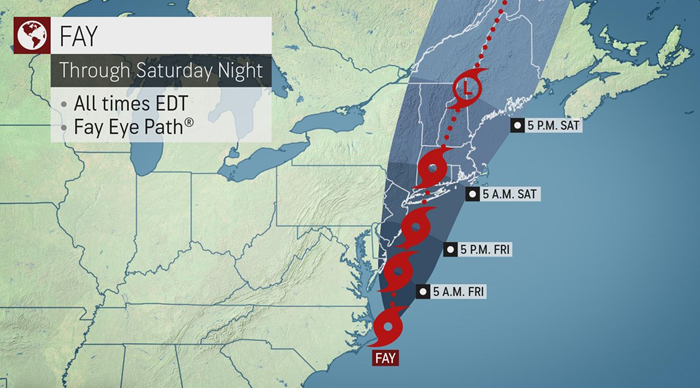 Tropical Storm Fay brings rain, flooding to mid-Atlantic and parts of New England