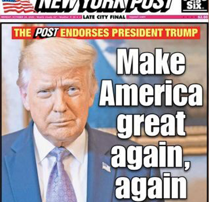NY Post endorses Trump: 'Make America great again, again’ and 'tick off' Hollywood with reelection | USNN World News NY Post endorses Trump: 'Make America great again, again’ and 'tick off' Hollywood with reelection