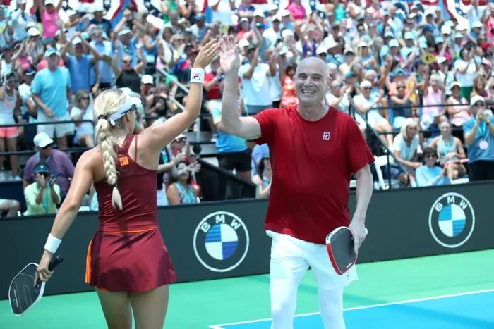 Andre Agassi Wins His Professional Pickleball Debut With Partner Anna Leigh Waters