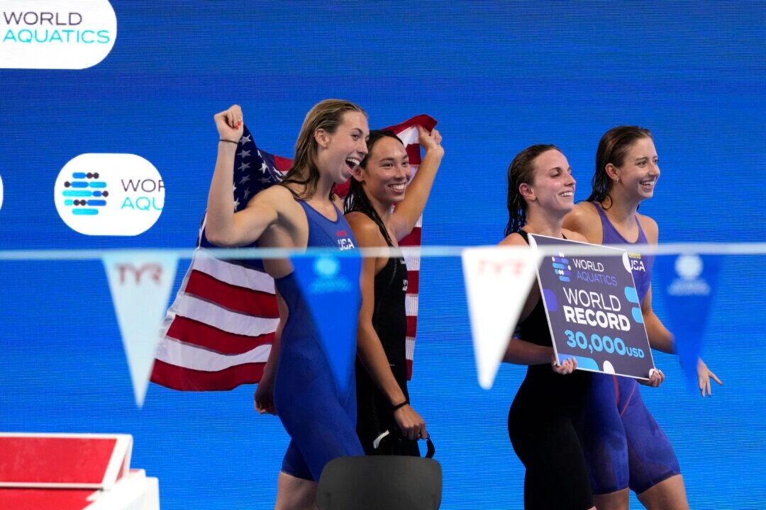 Americans Finish Strong With Women’s Medley Relay World Record in Swim Worlds to Top Medal Tables