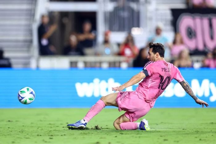 Lionel Messi of Inter Miami CF scores the team’s second goal during the MLS match between Inter Miami CF and Seattle Sounders FC at Chase Stadium on Sept. 16, 2025, in Fort Lauderdale, Florida. AFP PHOTO